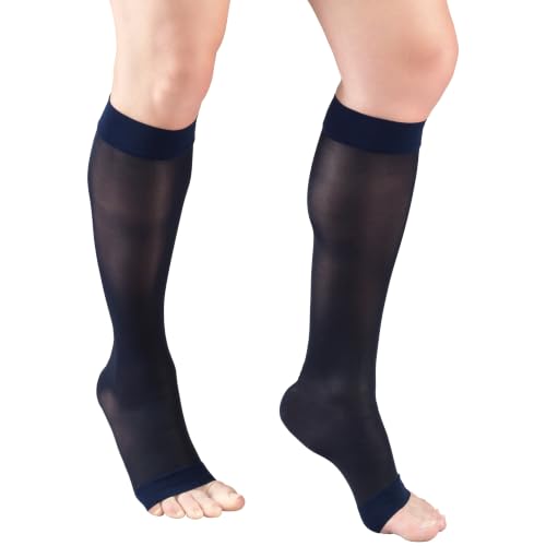 Truform Sheer Compression Stockings, 8-15 mmHg, Women's Knee High Length, 20 Denier - color: Navy, size: Large (1 Pair)