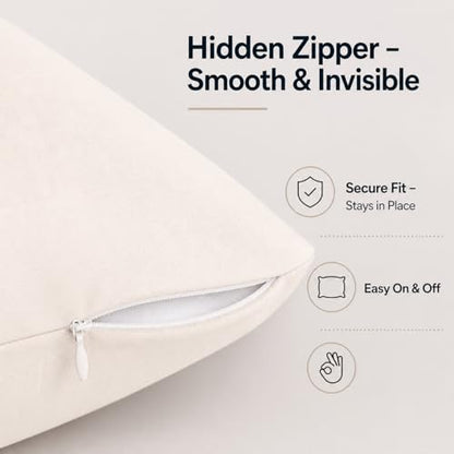 EVOLIVE Body Pillow Cover 21"x54", Microfiber, Hidden Zipper, (Ivory) - color: Ivory