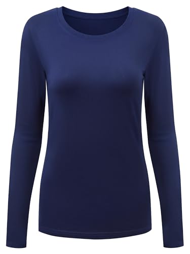Underscrub Long Sleeve Women Crew Neck Comfort Tee, Scrub Undershirt - color: Navy Blue, size: 5X-Large
