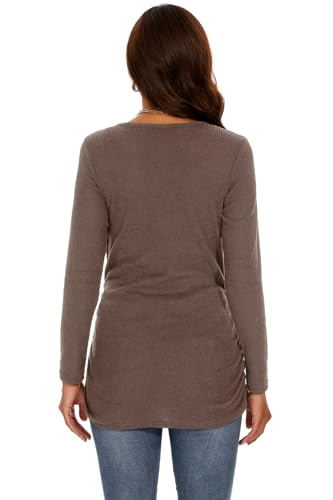 Smallshow Women's Maternity Sweater Shirt Long Sleeve - color: Coffee, size: Medium
