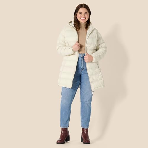 Amazon Essentials womens Lightweight Water-Resistant Packable Hooded Puffer Coat (Available in Plus Size) - color: Pumice, size: X-Large