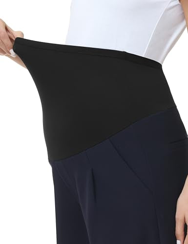 V VOCNI Women's Maternity Work Pants Wide Leg - color: Navy Blue, size: X-Large