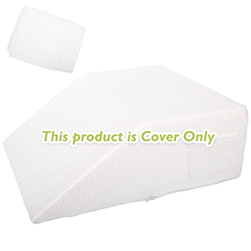 Wedge Pillow Cover for 24x21x8 Leg Elevation Cushion, Knee Pillow Cover, Hypoallergenic Replacement Pillowcase with Zipper & Pockets - color: White