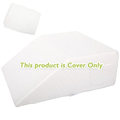 Wedge Pillow Cover for 24x21x8 Leg Elevation Cushion, Knee Pillow Cover, Hypoallergenic Replacement Pillowcase with Zipper & Pockets - color: White