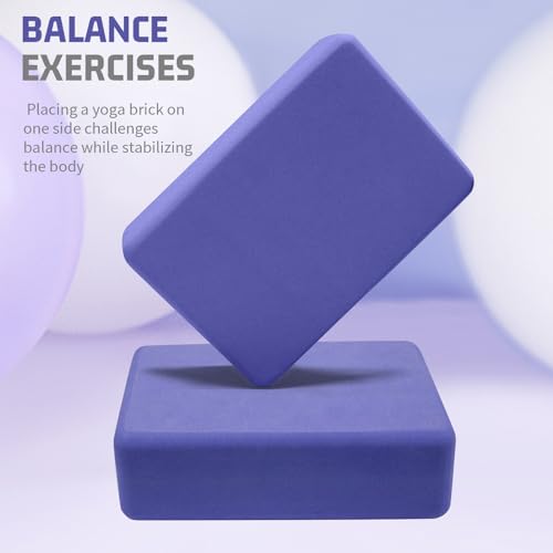 biguphate 2 Pack Yoga Blocks, 3"x6"x9" Rounded Edges Non-Slip, Yoha Bricks - color: Purple