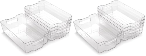 BINO | Stackable Storage Bins, X-Large - 8 Pack | THE STACKER COLLECTION | Clear Plastic Storage Bins | Organization Containers for Pantry & Fridge | Multi-Use Organizer Bin | BPA-Free - size: 4PK - X-Large (Pack of 2)