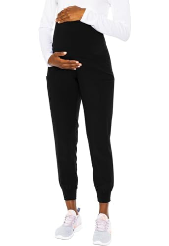 Med Couture Touch Maternity Jogger Scrub Pants for Women with 4 Pockets - color: Black, size: Medium