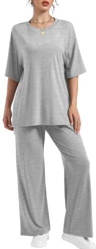 RUBZOOF Womens Lounge Sets 2 Piece Outfits Matching Clothing - color: Light Grey, size: Medium