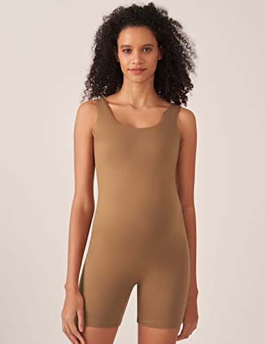 POSHDIVAH Maternity Romper Shorts Double Lined Jumpsuit - color: Brown, size: Small