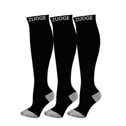 zuoge 3 Pairs Compression Socks Pack - Best Medical, Nursing, Travel & Flight Socks - Running & Fitness - 15-20mmHg - color: Black, size: Small-Medium