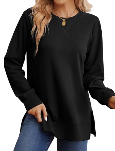 Saloogoe Sweatshirt for women Fall Outfits 2026 Fashion Long Sleeve Tops - color: 00-black, size: XX-Large