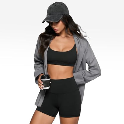 INGIA Women's Square Scoop Neck Sports Bra Thin Strap Padded Yoga Bra - color: Black, size: X-Small