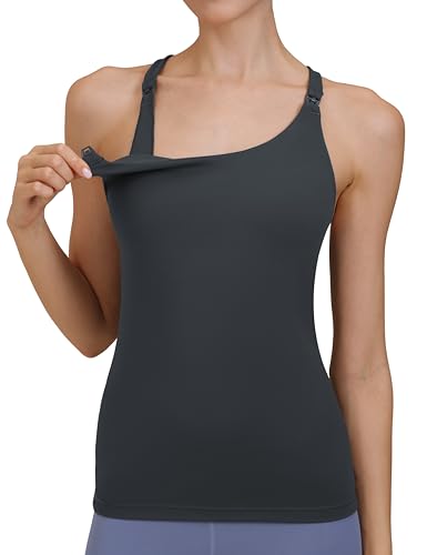 Nursing Tank Top Scoop Neck Pregnancy Camisoles Tanks - color: Gray, size: Medium