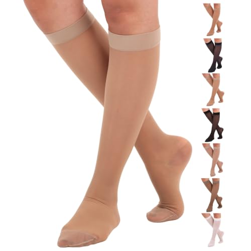 ABSOLUTE SUPPORT Sheer Womens Compression Socks 15-20 mmHg - color: Natural, size: X-Large