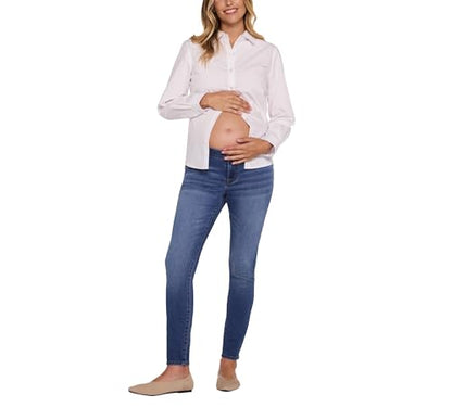 Motherhood Maternity Women's Under the Belly Skinny Ankle Denim Pregnancy Jeans with Side Elastic Panel Insets - color: Medium Wash, size: Medium