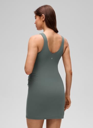 CRZ YOGA Maternity V Neck Mini Dress - color: Grey Sage, size: Large