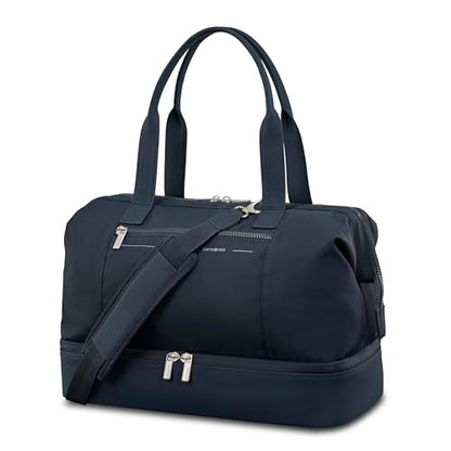 Samsonite Better Than Basics Weekender Duffle – Drop Bottom Travel Bag with 14” Laptop Compartment, SmartSleeve™ Trolley Strap, Adjustable Shoulder Strap, Durable RPET Lining, MIDNIGHT BLUE - color: Midnight Blue