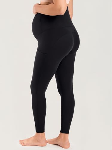 MOMANDA Maternity Leggings for Women 25" - color: Black, size: Large