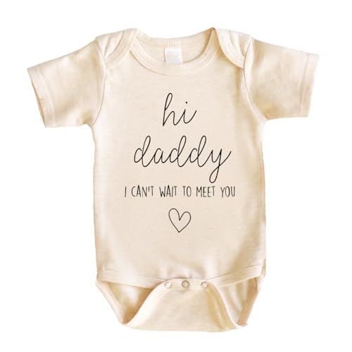 Bump and Beyond Designs Baby Pregnancy Announcement Hello Daddy I Can't Wait to Meet You - color: Oatmeal, size: 0-3 Months