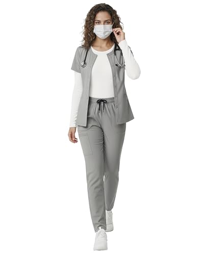 Soft Stretch Cotton Blend Women's Underscrub Shirt Slim Fit Comfort Tee - color: White, size: Small