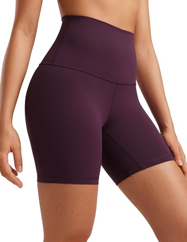 CRZ YOGA Super High Waist Biker Shorts 6" - color: Deep Purple, size: Small