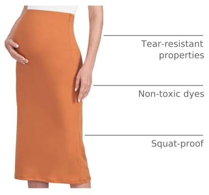 POSHDIVAH Maternity Skirt Over The Belly - color: Camel, size: XX-Large