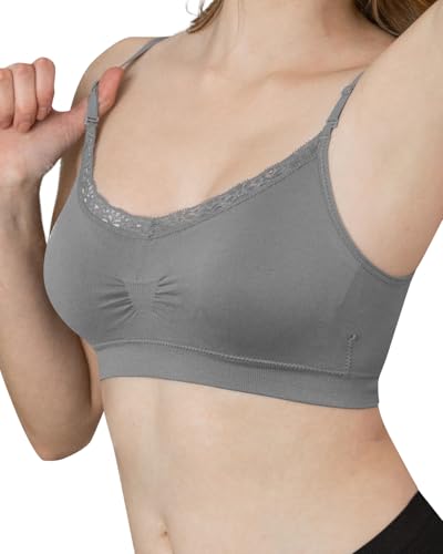 Coobie Lace V-Neck Bra for Women - color: Med Grey, size: One Size
