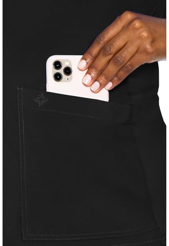 Med Couture Touch Maternity Scrub Top Womens V-Neck 2 Pockets Pregnancy Fit - color: Black, size: Medium