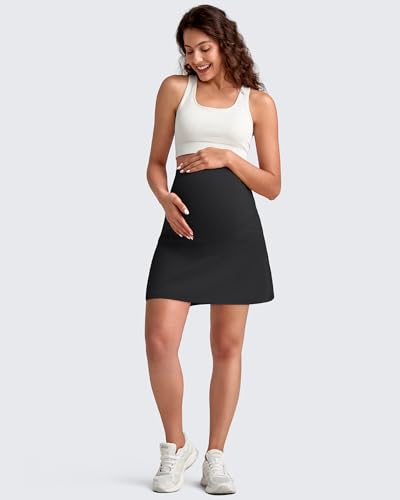 G4Free BareFeel Maternity Skirt with 2 Pockets Pregnancy Shorts Tennis Golf - color: Black, size: Large
