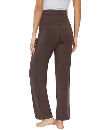 Joyaria Bamboo Viscose Maternity Sweatpants Over Belly Lounge Pants - color: Chocolate, size: Medium