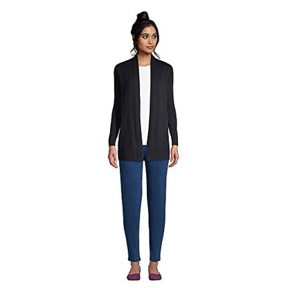 Lands' End Women's Long Sleeve Open Long Cardigan Sweater - color: Black, size: Large