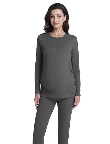 Women's Maternity Pajamas Sets 2 Piece Sleepwear - color: Dark Grey, size: XX-Large