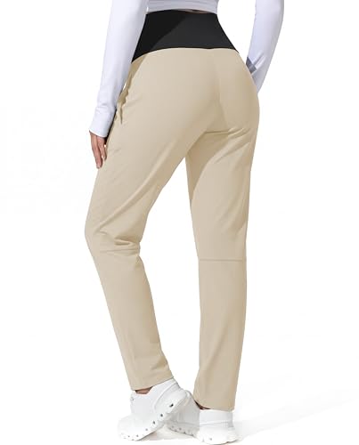 Maternity Pants Over The Belly Stretchy Scrub Pants - color: Khaki, size: X-Large