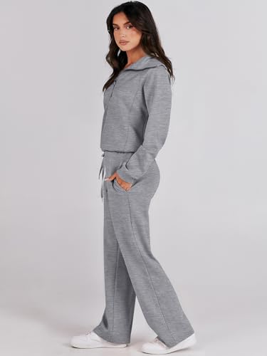 ANRABESS Women 2 Piece Set Sweatsuits Lounge Fall Outfits - color: Grey, size: X-Small