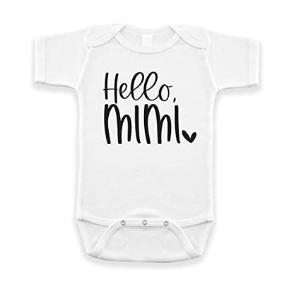 Hello Mimi Pregnancy Announcement Infant Bodysuit Gift for Grandma - color: White