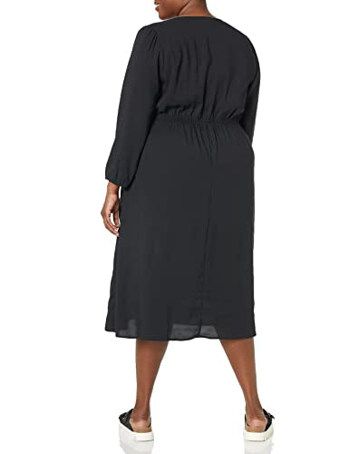 Amazon Essentials Women's Lightweight Georgette Long Sleeve V-Neck Midi Dress (Available in Plus Size) - color: Black, size: Medium