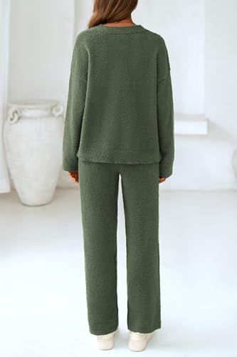PRETTYGARDEN Lounge Sets for Women 2 Piece Pajama Set - color: Army Green, size: Medium