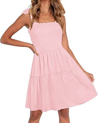 ZESICA Womens Summer Spaghetti Strap Sleeveless Mini Dress - color: Pink, size: Medium