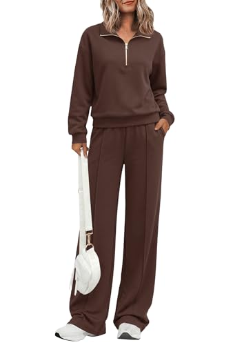 PRETTYGARDEN Women's Lounge Sets 2 Piece Outfits Sweatsuits - color: Brown, size: XX-Large