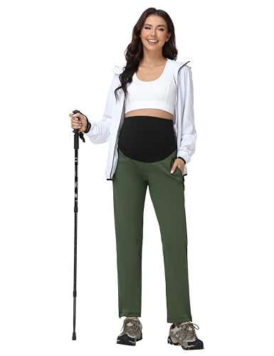 V VOCNI Maternity Pants Straight Leg Scrub Pants - color: Army Green, size: Medium