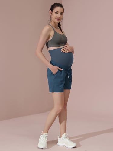 Maacie Maternity 5" Hiking Shorts with Pockets - color: Blue-grey, size: Small