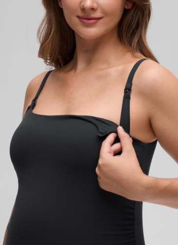 CRZ YOGA Maternity Nursing Tank Tops - color: Black, size: Small