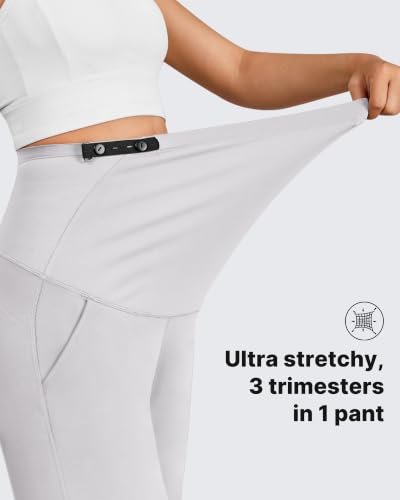 G4Free Flurrylux Fleece Lined Maternity Wide Leg Pants Pregnancy Sweatpants - color: Light Heather, size: X-Large