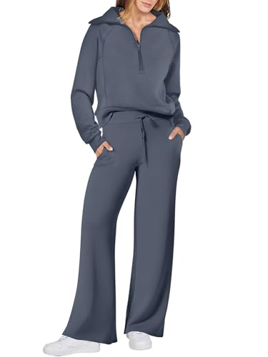 ANRABESS Women 2 Piece Set Sweatsuits Lounge Fall Outfits - color: Gray, size: Large