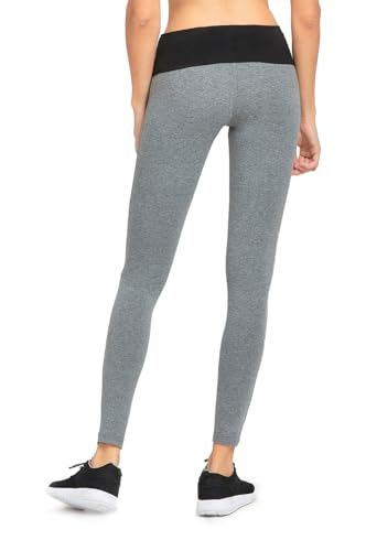MOPAS Yoga Leggings Capri Shorts with Fold Over Solid Waistband - color: Grey