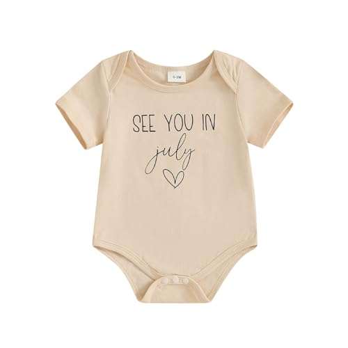 Yccutest Surprise Pregnancy Announcement Baby Onesie Newborn Infant Reveal Ideas Baby Announcement Bodysuit Unisex 0-3 Months - color: Apricot July, size: Newborn