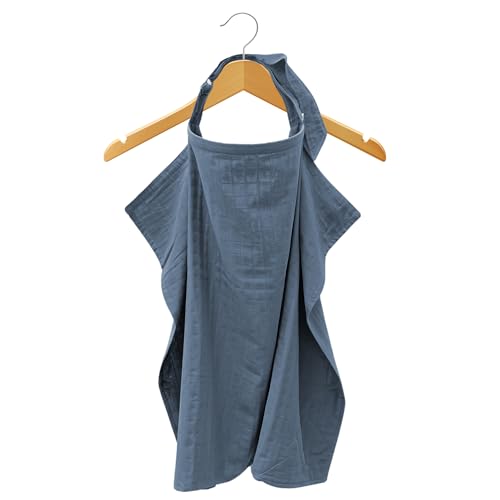 MOZAH 100% Organic Cotton Muslin Nursing Cover for Baby Breastfeeding, Breathable 100% Cotton Breastfeeding Cover with Rigid Hoop for Mother Nursing Apron, Multi-use Carseat Canopy (Blue Mirage) - color: Blue Mirage