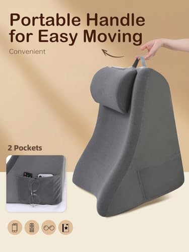 Vekkia 23.5” Back Rest Pillow, Dual-Layer Foam for Reclining and Sitting - color: Gray, size: 23.5 Inches