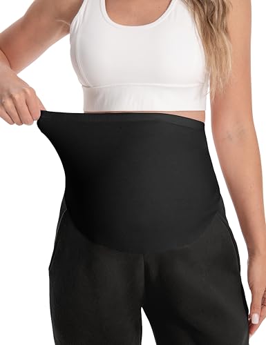 Maternity Joggers Stretchy Pregnancy Sweatpants - color: Black, size: X-Large