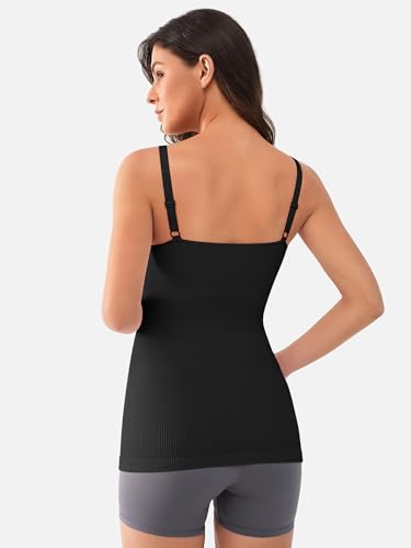 ATTRACO Women's Maternity Tank Tops with Built in Bra Pregnancy Tank - color: A-black, size: Medium
